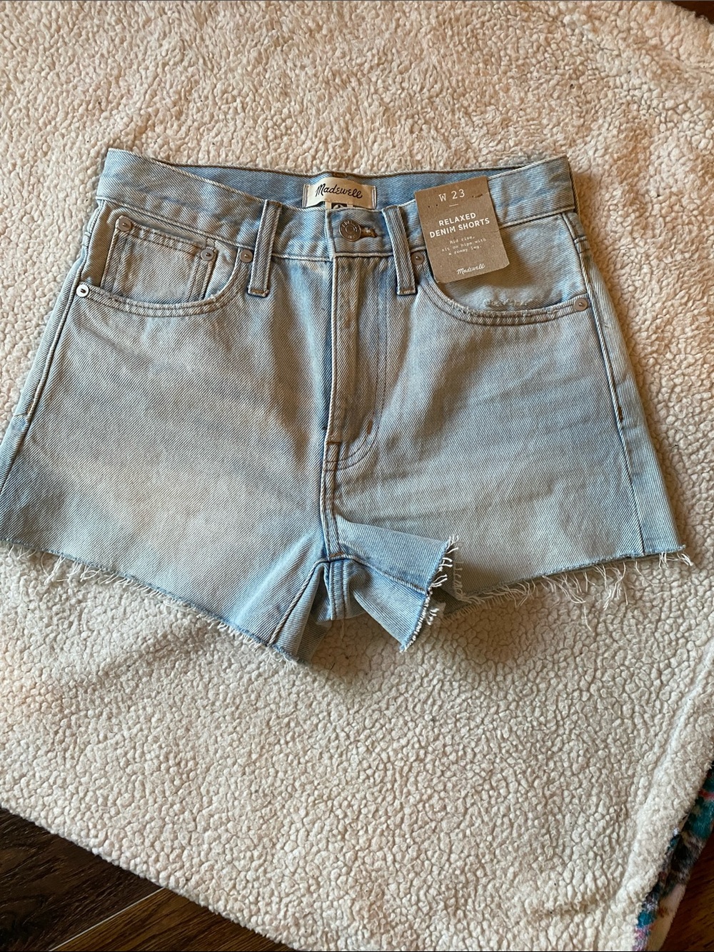 Madewell Pale Blue High-Rise Relaxed Denim Cutoffs